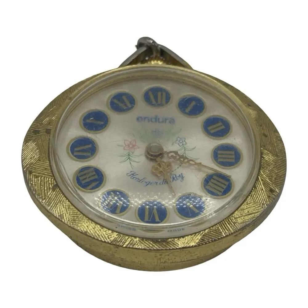Endura Swiss Mechanical Wind-Up Pocket Watch Pendant Vintage *MUST READ
